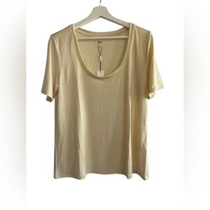 L'AGENCE Tan beige Short Sleeve Relaxed T-Shirt XXL NEW
